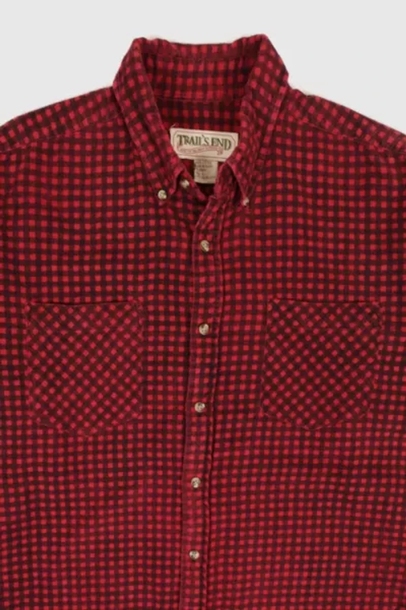 Vintage Red Flannel Button-Down Shirt
