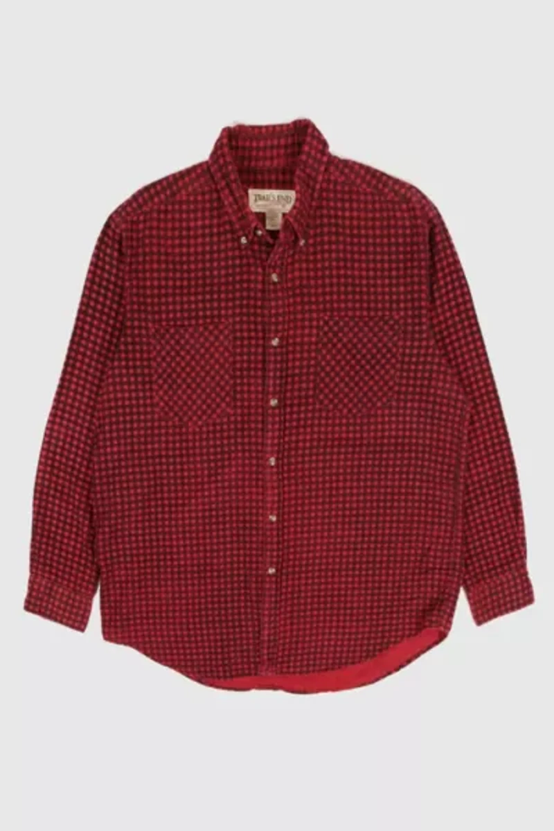 Vintage Red Flannel Button-Down Shirt