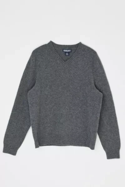 Vintage 90s Dark Grey V-Neck Lambswool Sweater