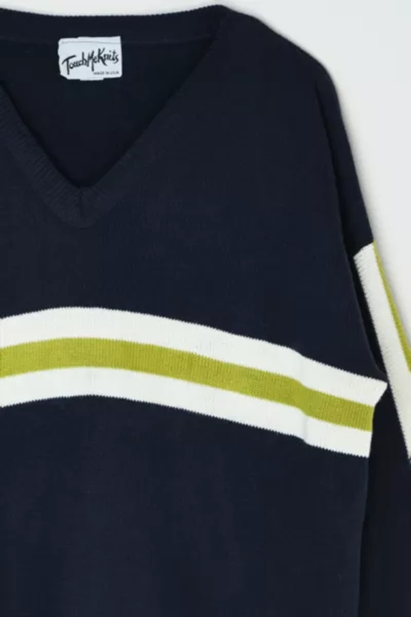 Vintage 90s Striped V-Neck Sweater