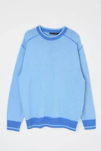 Vintage Y2k Light Blue Contrast-Stitched Sweater