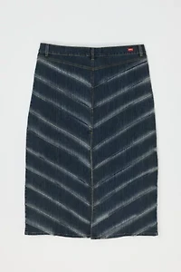 Vintage Y2k Paneled High-Slit Dark Wash Denim Midi Skirt