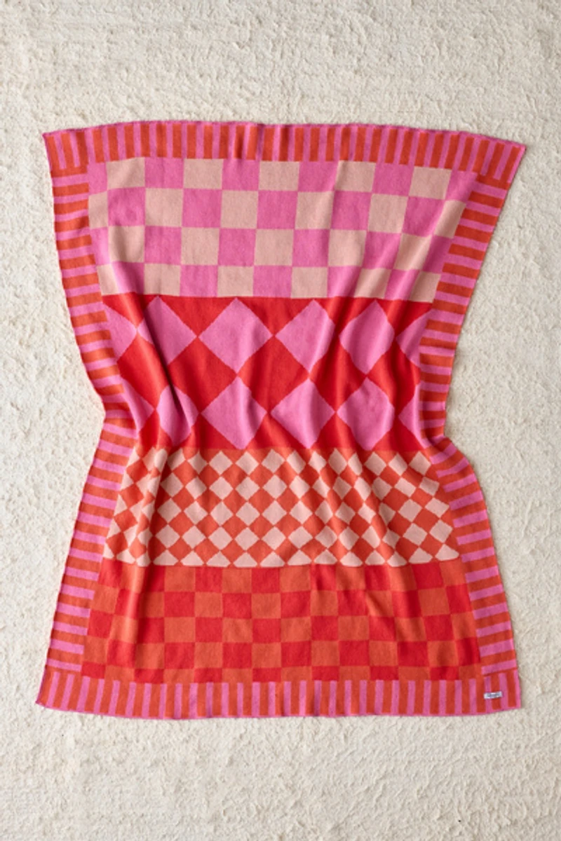 Calhoun & Co. Diamond Checkerboard Knit Throw Blanket