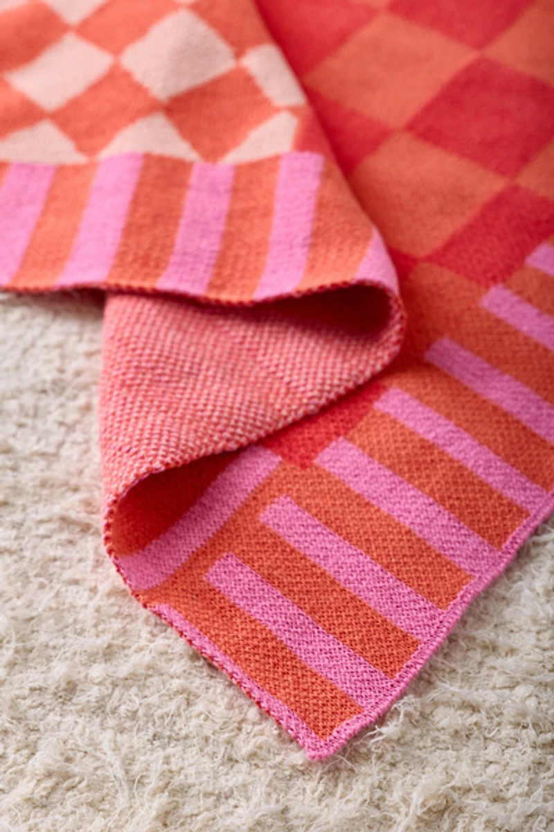 Calhoun & Co. Diamond Checkerboard Knit Throw Blanket