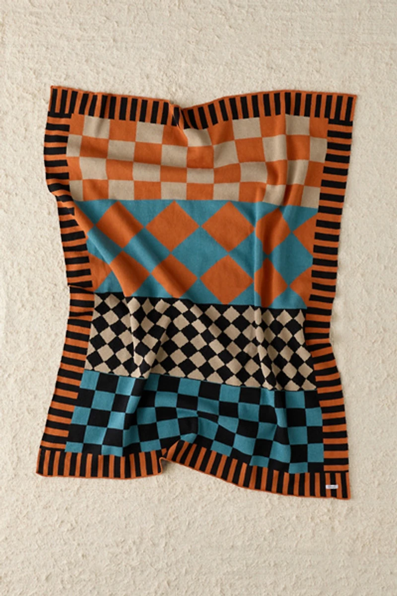 Calhoun & Co. Diamond Checkerboard Knit Throw Blanket