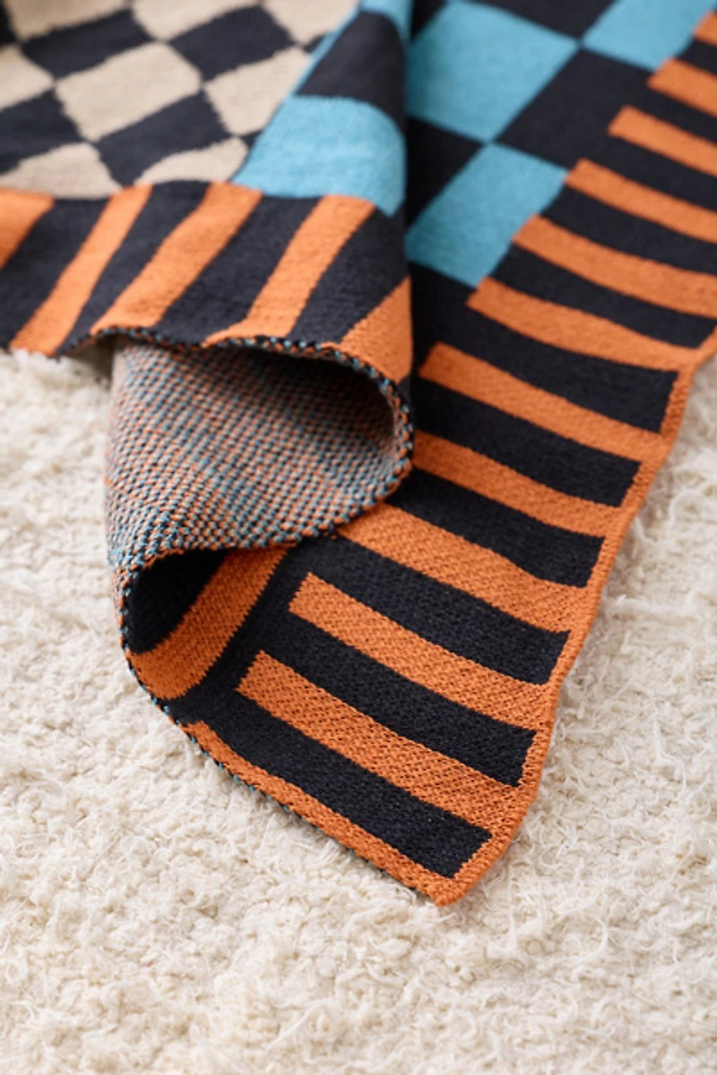 Calhoun & Co. Diamond Checkerboard Knit Throw Blanket