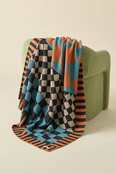Calhoun & Co. Diamond Checkerboard Knit Throw Blanket
