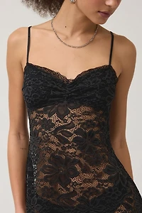Out From Under Love Language Sheer Lace Mini Slip