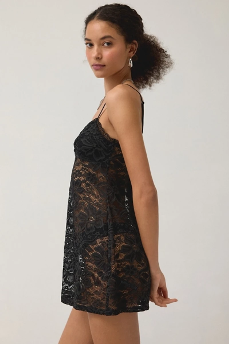 Out From Under Love Language Sheer Lace Mini Slip