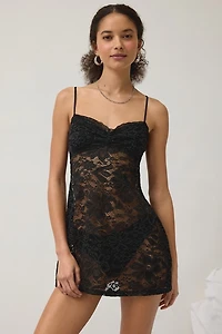 Out From Under Love Language Sheer Lace Mini Slip