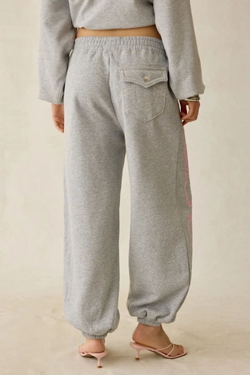 True Religion Big T Crystal Graphic Baggy Jogger Sweatpant