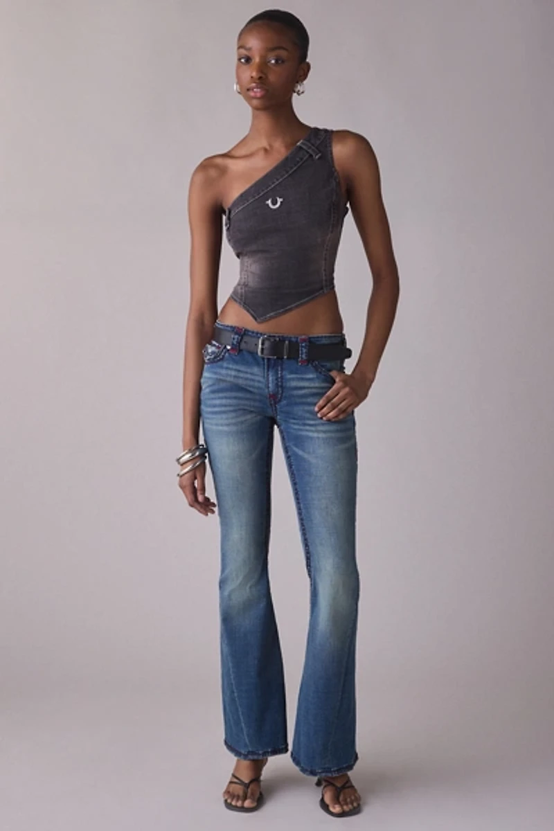True Religion Asymmetric One-Shoulder Denim Top