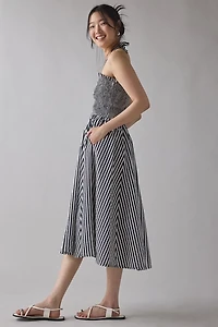 UO Retro Romance Striped Smocked Halter Midi Dress