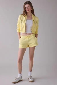 True Religion Crystal Embroidered Shrunken Zip-Up Hoodie Sweatshirt