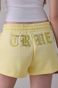 True Religion Crystal Embroidered Lounge Short
