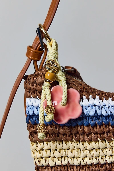 Knotted Rope Floral Charm Keychain