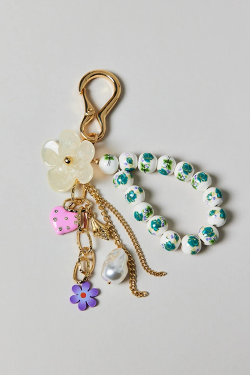 Painted Floral Charms Keychain