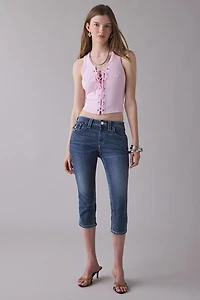 True Religion Applique Lace-Up Rib Tank Top
