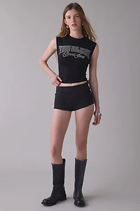 True Religion Crystal Graphic Side-Ruched Baby Tee