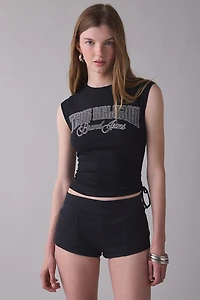 True Religion Crystal Graphic Side-Ruched Baby Tee