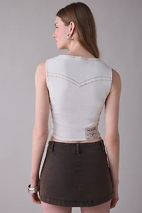 True Religion Lace-Up Denim Corset Top
