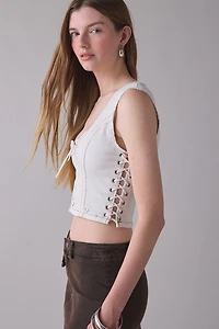 True Religion Lace-Up Denim Corset Top