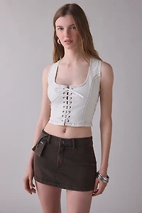 True Religion Lace-Up Denim Corset Top
