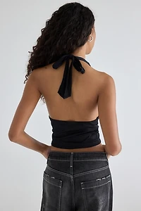 True Religion Graphic Sporty Stretch Mesh Halter Top