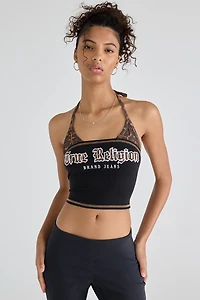 True Religion Printed Layered Halter Neck Bandeau Top