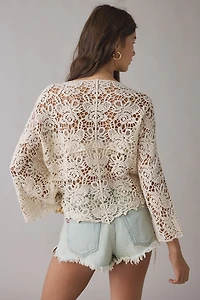 Kimchi Blue Easy Days Tie-Front Crochet Top