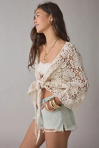 Kimchi Blue Easy Days Tie-Front Crochet Top