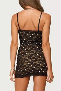Edikted Brielle Polka Dot Lace Mini Dress