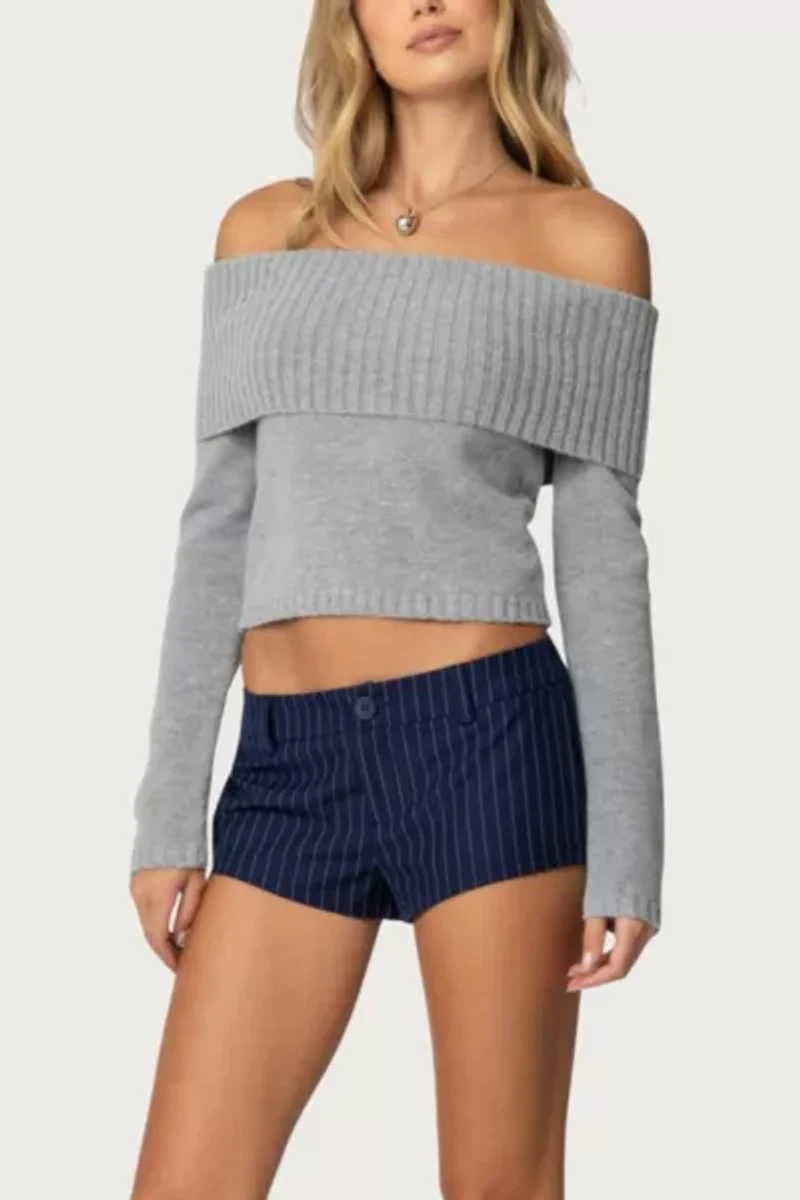 Edikted Harrison Pinstripe Micro Shorts