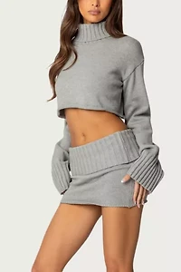 Edikted Gino Fold Over Knit Mini Skirt