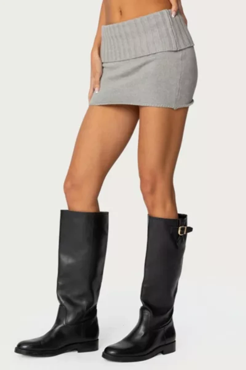 Edikted Gino Fold Over Knit Mini Skirt