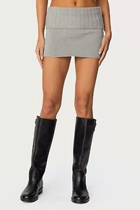 Edikted Gino Fold Over Knit Mini Skirt