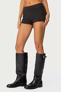 Edikted Avey Cable Knit Shorts