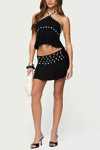 Edikted Kayce Button Mini Skirt