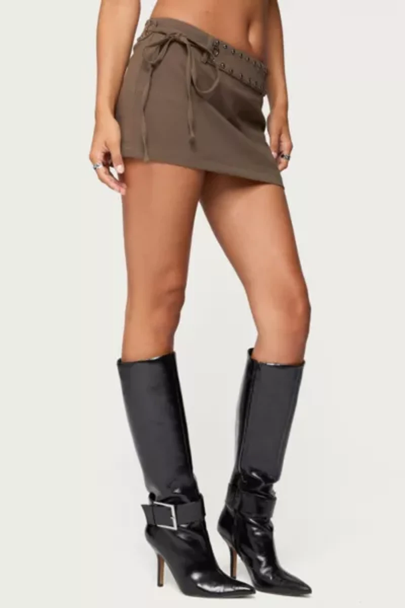 Edikted Studded Tie Belt Mini Skort