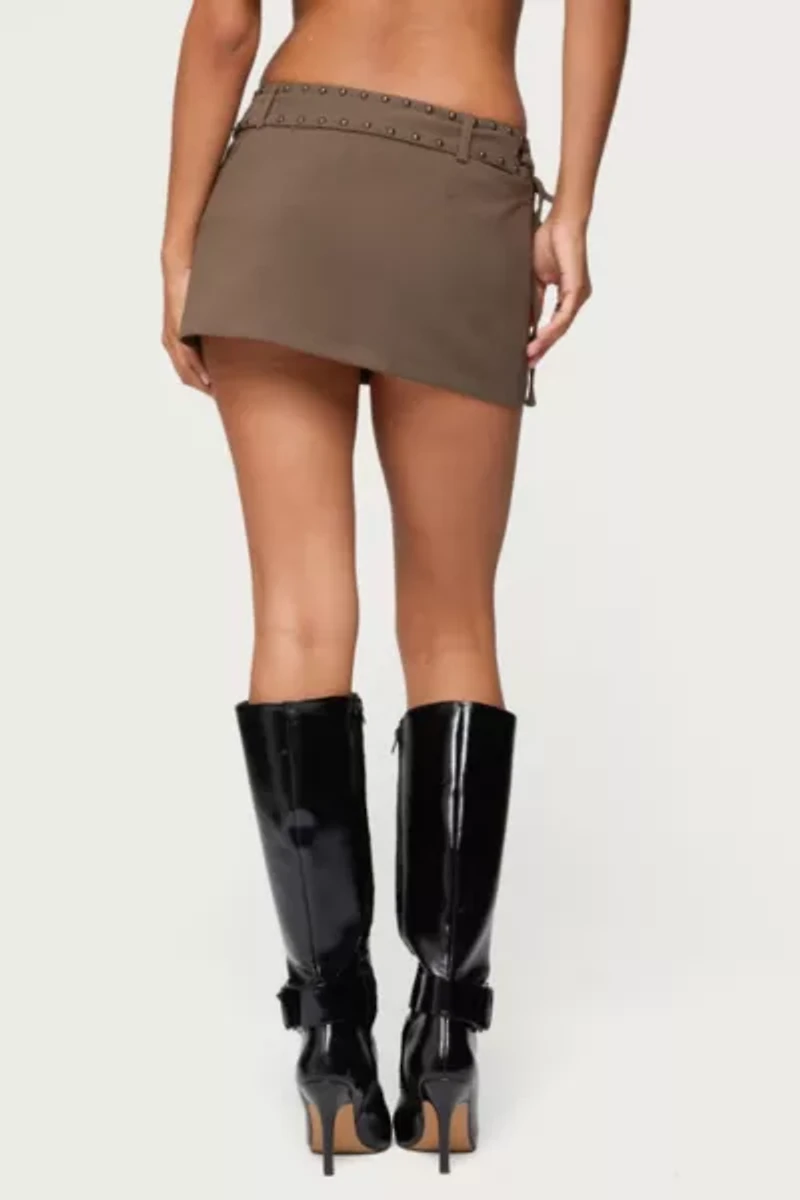 Edikted Studded Tie Belt Mini Skort