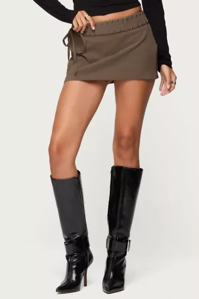 Edikted Studded Tie Belt Mini Skort