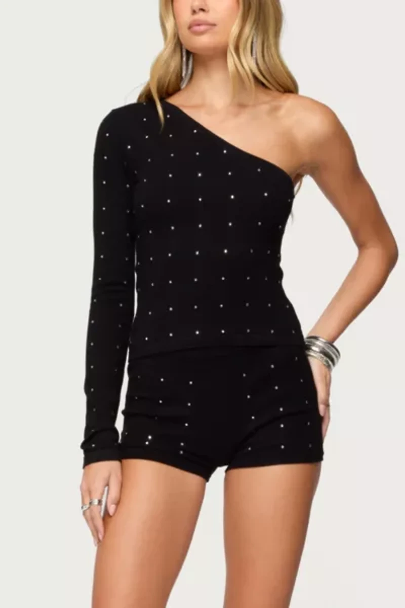 Edikted Harley Rhinestone Knit Shorts