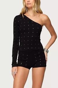 Edikted Harley Rhinestone Knit Shorts