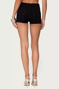 Edikted Harley Rhinestone Knit Shorts