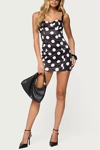 Edikted Polka Dot Satin Effect Mini Dress