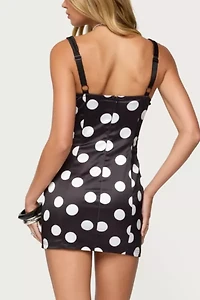 Edikted Polka Dot Satin Effect Mini Dress