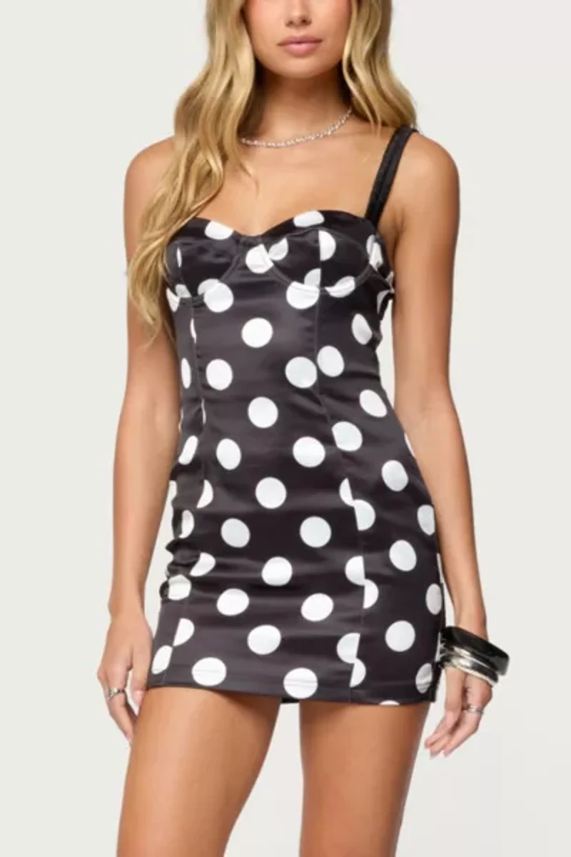 Edikted Polka Dot Satin Effect Mini Dress