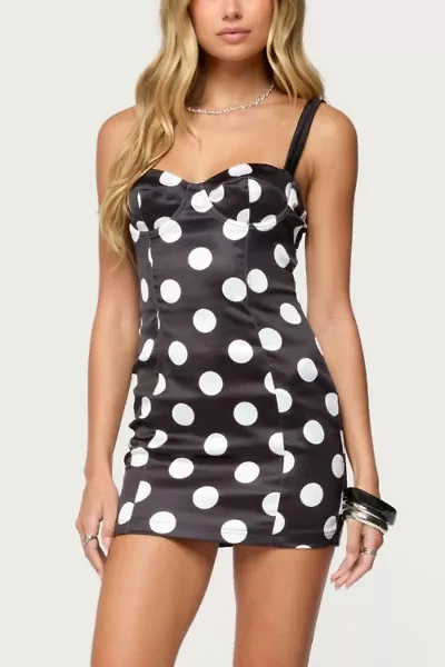 Edikted Polka Dot Satin Effect Mini Dress