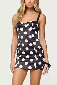 Edikted Polka Dot Satin Effect Mini Dress
