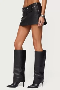 Edikted Luella Studded Faux Leather Mini Skort